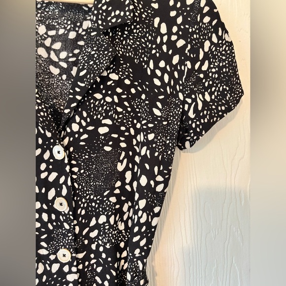 Wilfred Aritzia Button Down Collared Short Sleeve Midi Maxi Shirt Animal Dress - Picture 10 of 14